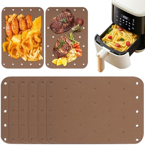 TPTGIAR 200 Stück Backpapier für Heißluftfritteuse, 14×20.5cm Airfryer Backpapier, Universal Heißluftfritteuse Backpapier, Air Fryer Backpapiers mit Löchern für Bratpfanne Ofen Backofen