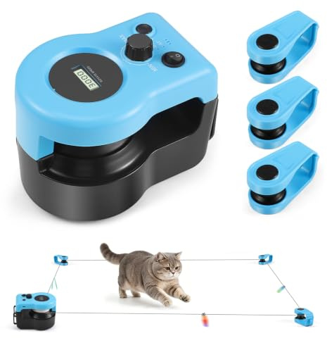HIUYRFS Jouet pour Chat d'intérieur, Nouveau Tapis de Course pour Chatons ennuyeux, Jouets pour Chats avec contrôle Automatique/à Distance et Vitesse réglable, Jeu de Poursuite, Course à Pied