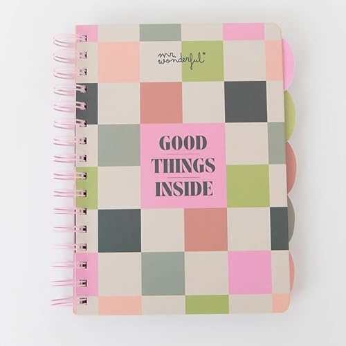 Mr. Wonderful - A5-anteckningsbok med avdelare, hårt omslag, spiralbindning - Good Things inside - 160 rutade sidor