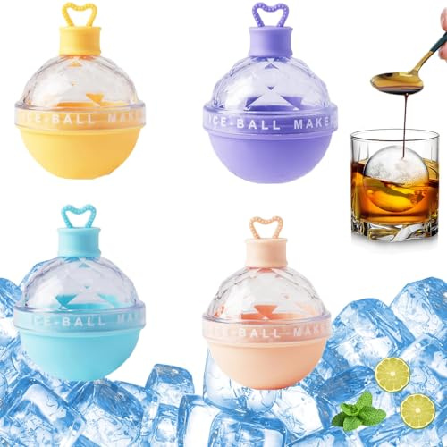 4 Pcs Light Bulbs ICES Molds, Ice Ball Mould Silicone Moulds, Silicone Ice Cube Tray Light Bulbs Reusable for Coffee Beverages and Water Juice ICES Ball Maker Gifts