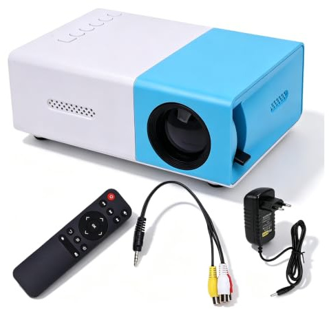 Proyector Portátil 1080p Mini de Viaje, Yanmis Proyector Pequeño 200 LM Brillo para Películas, Compatible con Smartphones y Tablets, Altavoz Incorporado, Ideal para Cine en Casa y