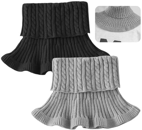 HERKINDNESS Turtleneck Damen, 4 Stück Schals für Damen Turtleneck-Stil, Gestrickter Rollkragen