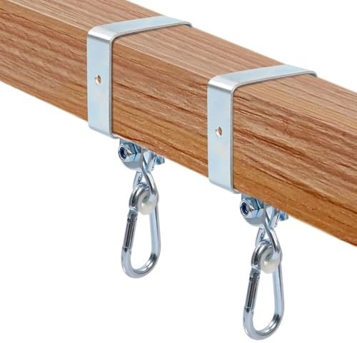 Anhoer 2 Stück Schaukelschelle mit Karabiner Vierkant für Kantholz 9x9 cm | Schaukelhaken Karabinerhaken Schaukel Befestigung Schaukel Aufhängung