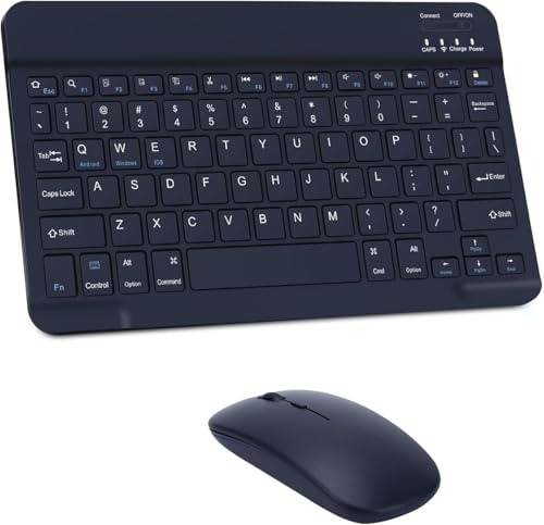 Clavier Souris sans Fil Combinés, Clavier sans Fil Silencieux, Rechargeable Ultra-Mince et Portable，Ergonomique Clavier et Souris pour iPad/PC/iOS/Android/Windows,Laptop