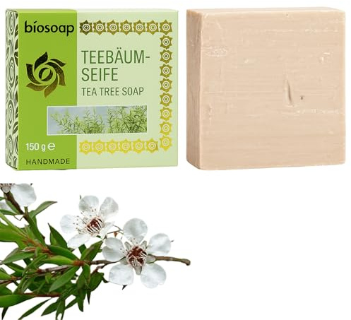 150g Handmade Teebaum - Naturseife mit echtem Teebaumöl – Handgemacht, Natürliche Pflege für Haut & Körper, Handseife, Gesichtsseife Und Körperseife- Männer Und Frauen (Teebaum-Seife)