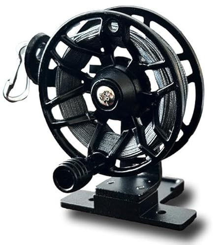 THE QUAD Reusable Metal Trip Wire Reel with 100ft Kevlar Line, Security Alarm Accessory, Black