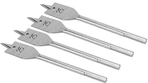 Keenso Carbon Steel Flat Wood Drill Bit Set 25mm Woodworking Flat Head Drill Bit Set 4pcs for Professional Woodworkers