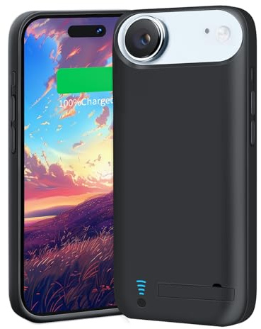 BAHOND Battery Case for iPhone 17 Air, 6000mAh Rechargeable Extended Battery Charging/Charger Case, Add 100% Extra Juice (6.5 Inches) Black