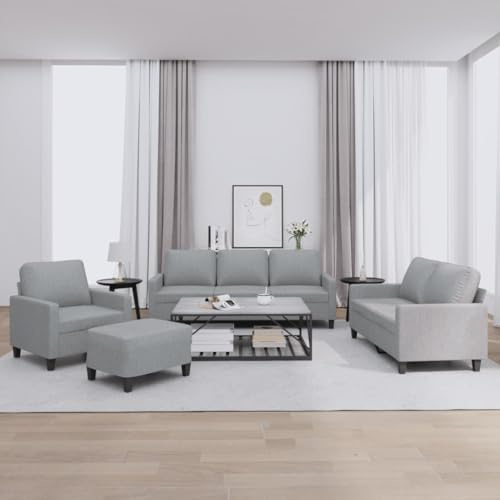 Frdhee Kleine Sofacouch Couchgarnitur Eckcouch,4 TLG. Sofagarnitur mit Kissen Hellgrau Stoff,Fürs Schlafzimmer Und Wohnzimmer,Schnell Zu Montieren,Vielseitig Einsetzbar