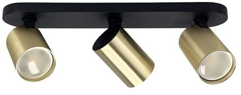 EDO Deckenstrahler GU10 MALGA ELEGANT, 3 Flammig, Deckenlampe Schwarz-Goldene, Drehbar Spotbalken, Deckenleuchte Schwenkbar, Wandstrahler, Spot, Downlight, Lampe für Schlafzimmer, Küche, Wohnzimmer