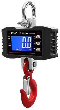 Escala colgante Báscula de grúa digital 1000kg 2204lbs Retroiluminación LCD gancho colgante industrial pesada portátil Recargable con control remoto(Nero)