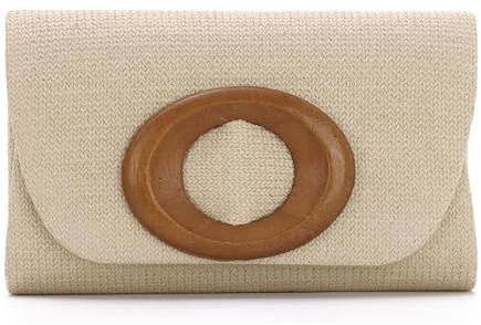 Freiesoldaten Bolso de Mano de Paja para Mujer Bolso de Playa de Verano Bolsos de Mano Tipo Sobre para la Noche para Fiestas y Bodas