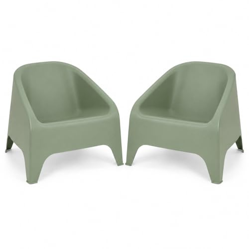 Toomax Kit 2 Poltrone Matera Verde Salvia 75,5x78,5x67 cm, set di 2 poltrone da giardino con design ergonomico e moderno, in plastica riciclata ideale per uso interno ed esterno