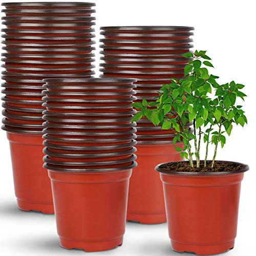 Augshy Plastic Plant Pots, 110 Pcs 4inch Red Plastic Plant Nursery Seed Starting Pots for Succulent Seedling Cutting Transplanting