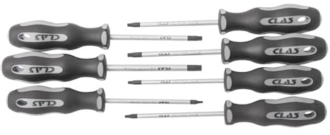 Assortiment de 7 tournevis torx T10-40 SVCM et poignée bi-matière PP+TPV - OS 1199 - CLAS Equipements