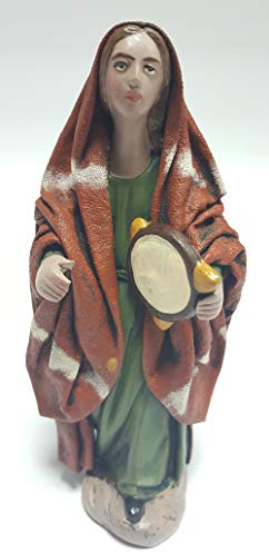 Arte Pesebre Pastora con pandereta, para Figuras de 12 cm