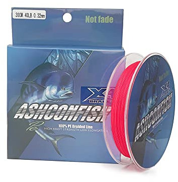 Ashconfish Angelschnur, sehr starker Seefischdraht, Abriebfestigkeit, geflochtene 100 m - 2000 m, 6 lb, 8 3 5 lb 300 4 Stränge & Stränge, echte Farbechtheit, Rot, Herren, 60LB 0.40mm-547 Yds