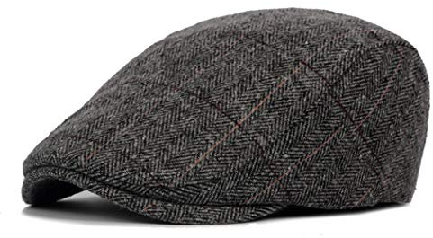heekpek Boinas Hombre Verano Invierno Boina de Los Hombres Sombrero Masculino Casual Vintage al Aire Libre Clásico Sombrero de Copa Plano Algodón Ajustable Casquillo Plano Sombreros Gris Oscuro