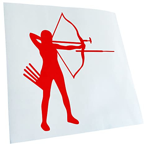 Kiwistar - Autoaufkleber - Bogenschießen Bogensport - rot - 24x21cm - Heckscheibe Auto Aufkleber wetterfest für Kfz LKW Mofa Truck - Sticker außen selbstklebend Tuning Zubehör für Fenster Fahrzeug