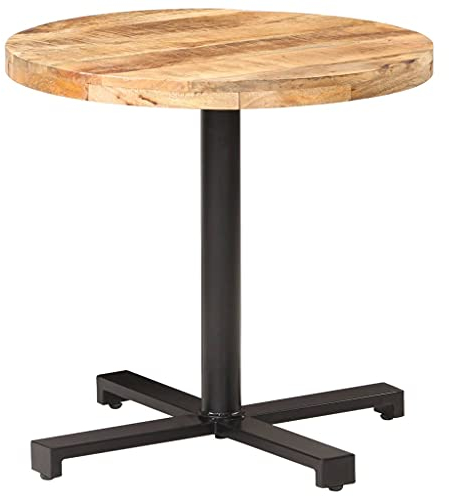 vidaXL Mesa de Bistró Bar Cocina Comedor Hogar Restaurante Cafetería Cena Café Fiesta Jardín Patio Redonda Ø80x75 cm Madera de Mango Rugosa