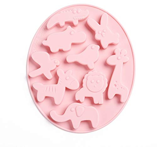 Cheriswelry 2 moldes de silicona de grado alimenticio para decoración de tartas, chocolate, galletas, dulces, resina, manualidades, 9 formas de animales