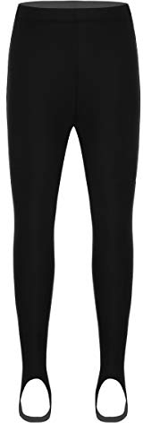 Mufeng Kinder Mädchen Leggings Stretch Strumpfhose mit Fußbügel Tanzleggings Trainingshose Ballett Tanz Yoga Gymnastik Pants Schwarz 128-140