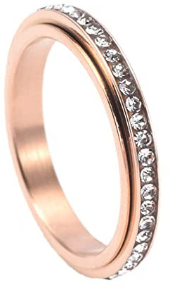 Donubiiu VIKANDA Thermogenic Moissanite Spinner Ring, Thermogenic Moissanite Spinner Ring, Vikanda Spinner Ring, Spinner Ring Stainless Steel for Women Men, Relieve Stress Anxiety (Rose Gold,6)