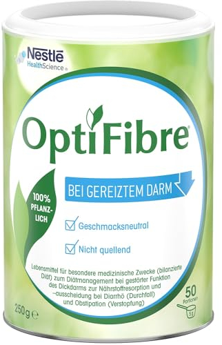 OptiFibre 250g Dose löslicher Ballaststoff bei gereiztem Darm, kann die Darmflora wiederherstellen und die Nährstoffaufnahme normalisieren 100% pflanzlich,geschmacksneutral gut löslich ohne zu quellen