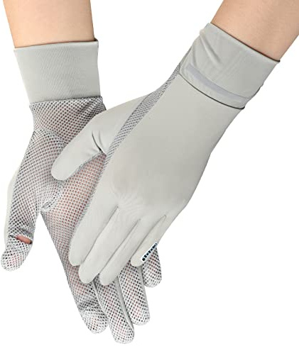 RUIXIA Gants de Vélo Anti UV avec Bande Réfléchissante pour Femme Gants de Conduite Tactile Respirant en Maille pour Voiture Cyclisme Pêche