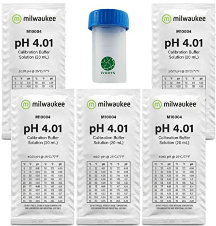 IVORYS-GARDEN Milwaukee pH 4.01 M10004 5 x 20 ml Kalibrierflüssigkeit Elektroden Messgerät Calibration