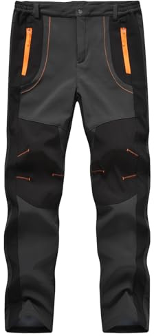 YSENTO - Pantalon de randonnée pour homme - Pantalon d'extérieur imperméable - Softshell - Coupe-vent - Chaud - Doublure - Pantalon de ski - Pantalon de snowboard - Pantalon de trekking - Hiver, gris