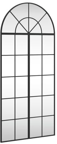 vidaXL Wandspiegel, Hängend Gewölbt Spiegel Badspiegel, Fensterspiegel für Badezimmer Wohnzimmer, Dekospiegel Flurspiegel, Schwarz Eisen