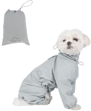 Vilichi Dog Raincoat with Full Leg Coverage, Waterproof & Lightweight Rain Jacket for Medium Dogs, Keep Belly & Legs Dry, Harness Compatible, Reflective Safety, with Storage Bag (Large)