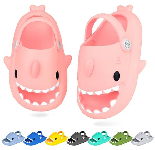 WUYISTAR Toddler Kids Shark Slippers Boys Girls Shark Clog Slides Non-slip Summer Sandals Flip Flop Beach Pool Shoes Clog Pink 12/12.5 UK Child