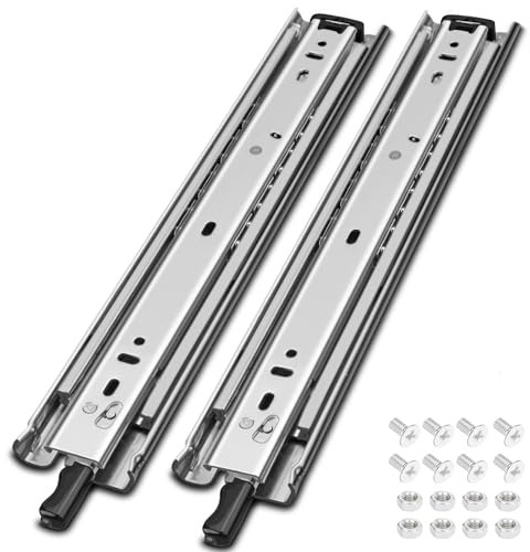 HLC Glissiere pour Tiroir Avec Serrure 1 Paires (2 pcs), 500 mm Coulisse Tiroir Robustes, Capacité de Poids 113 Kg, Extension Complète Avec Glissières à Roulement à Billes
