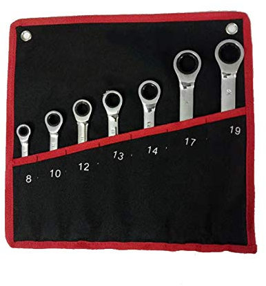 ZSXPBZL Llaves Fijas,Llaves Combinadas Juego de llaves combinadas de trinquete Juego de llaves de acero de cromo Vanadio Herramientas for reparar un conjunto de llave(7 pcs set)
