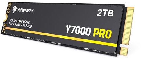 Yottamaster Y7000Pro 2TB SSD M.2 PCIe 4.0, Fino a 7000MB/s, M.2 2280 NVMe Solid State Drive interno con 3D QLC NAND Flash, Aggiornamento dello Storage per PS5, PC Computer, Laptop, Gaming