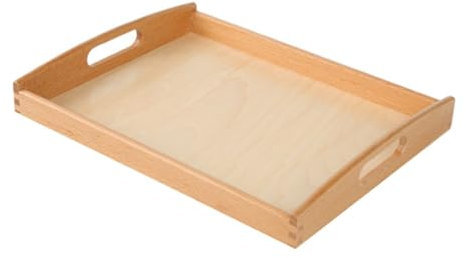 OKUMEYR Holztablett Mit Griff Robuste Aufbewahrungstablett Aus Holz Für Spielzeug Und Kleine Gegenstände