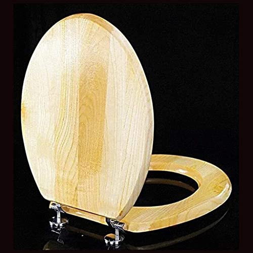 Toilet Seat Metal Hinge Solid Wood Toilet Seat Sturdy Duroplastic Toilet Lid Thickened Vintage Wooden Design Toilet Cover
