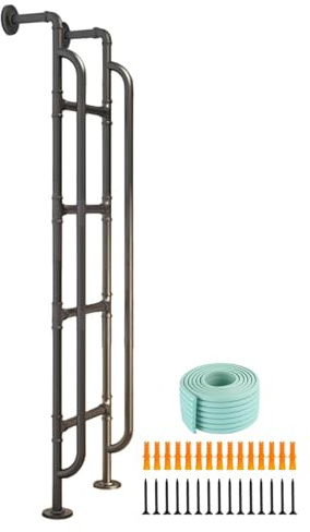 Heavy Duty 51 Black Bunk Ladder with Handrails for Loft Bed Attic RV Anti Slip Padding and Screws Included