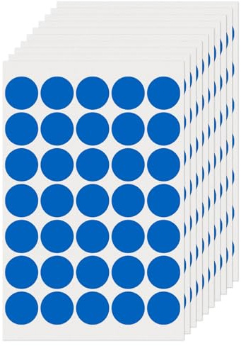 FINDAT 25 mm Klebepunkte Runde Punktaufkleber Etiketten Blau, 350 Stück | Selbstklebend, wasserfest, Vinyl, Kalender, Büro, Schule, Farbcodierung, Markierungspunkte