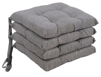 Corredocasa Set di 4 Cuscini per Sedia con Lacci a 4 Punti, Imbottiti e Rivestiti in Policotone - Design Confortevole, Made in Italy, Disponibili in Diversi Colori per Cucina Casa (Grigio)