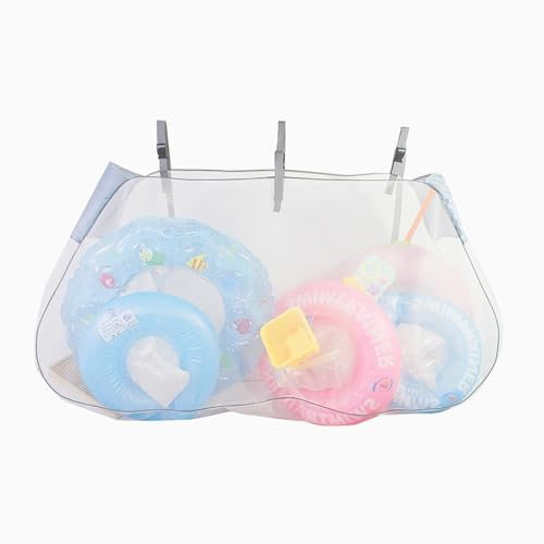 Almacenamiento de malla junto a la piscina – Solución de almacenamiento de piscina enmarcada, organizador de equipo de piscina al aire libre | Bolsa de almacenamiento de piscina de gran capacidad