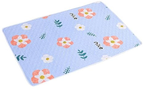 Bettunterlage Wasserdicht 70x90cm 4-lagige Wickelunterlage mit Cartoon-Motiv, wasserdicht, waschbar, Wickelunterlagen for die Nacht- und Menstruationspflege Für wasserdicht(Blue)