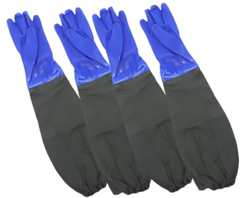 TOPBATHY 2pairs Long Sleeve Dishwashing Gloves Industrial Strength Elbow Nitrile Gloves Fish Cleaning and