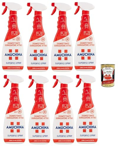 Italian Gourmet Sgrassatore Attivo Spray Aktiv-Entfetter 8 x 750ml | Per superfici, gegen verkrustetes Fett, potente Reinigung für Küche, Bad und, Gesamtnettogewicht 6 L + Kostenlos Polpa 400g
