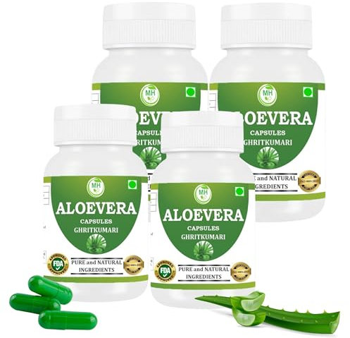 Morsan Healthcare Aloe Vera (Ghritkumari) Capsule | Pack of 60 x 500 MG. Vegetarian Capsules | Natural Herbal Supplement | GMP Certified | Gluten Free (Pack of 4)