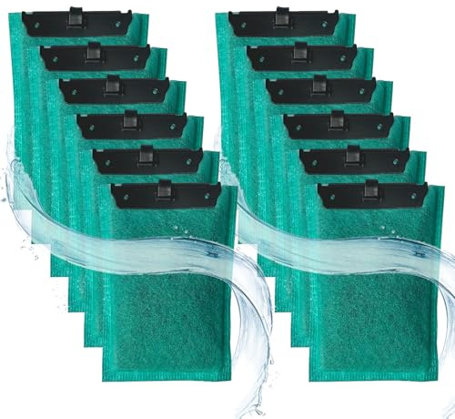12 Stück Aquarium Filterkartusche für Tetra EasyCrystal Filter 250/300 | Filterpads für Tetra EasyCrystal 250/300, Ersatz Filterpads mit Aktivkohle und Zeolithe für Filter Aquarium(Grün)