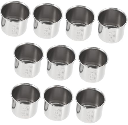 DONFAMDS 10 Pezzi Bicchieri Dosatori da in Acciaio Inossidabile con Graduazione Resistenti e Antiruggine per Misurazioni Precise Liquidi Laboratori