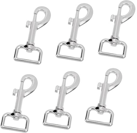 Lot de 6 mousquetons pivotants de 77 mm avec articulation pivotante pour collier de chien, argent robuste, mousquetons à boulon, pour laisse de chien, alpinisme, hamac